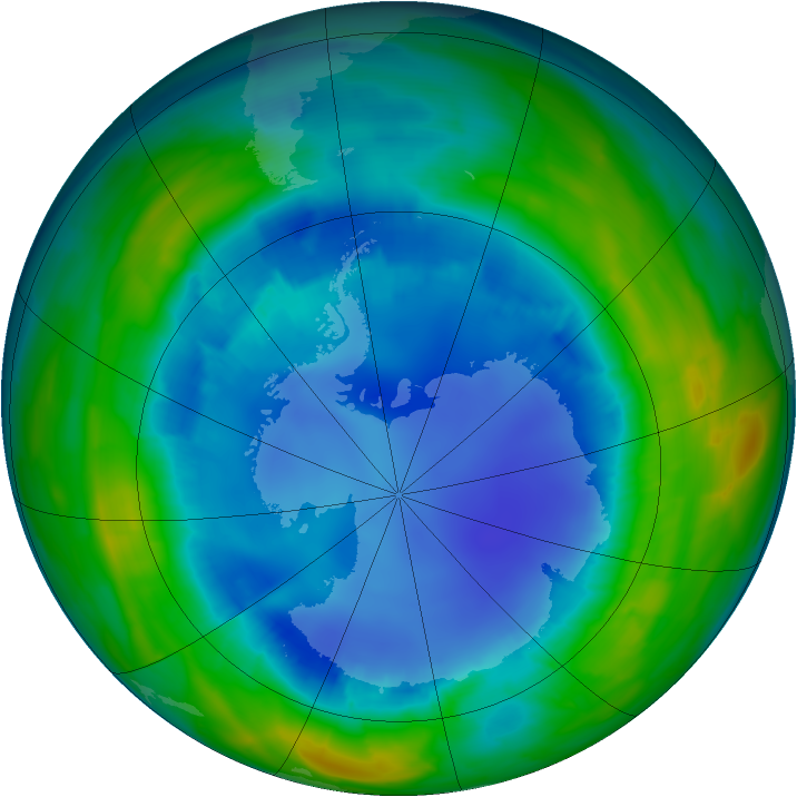 Antarctic ozone map for 18 August 2013
